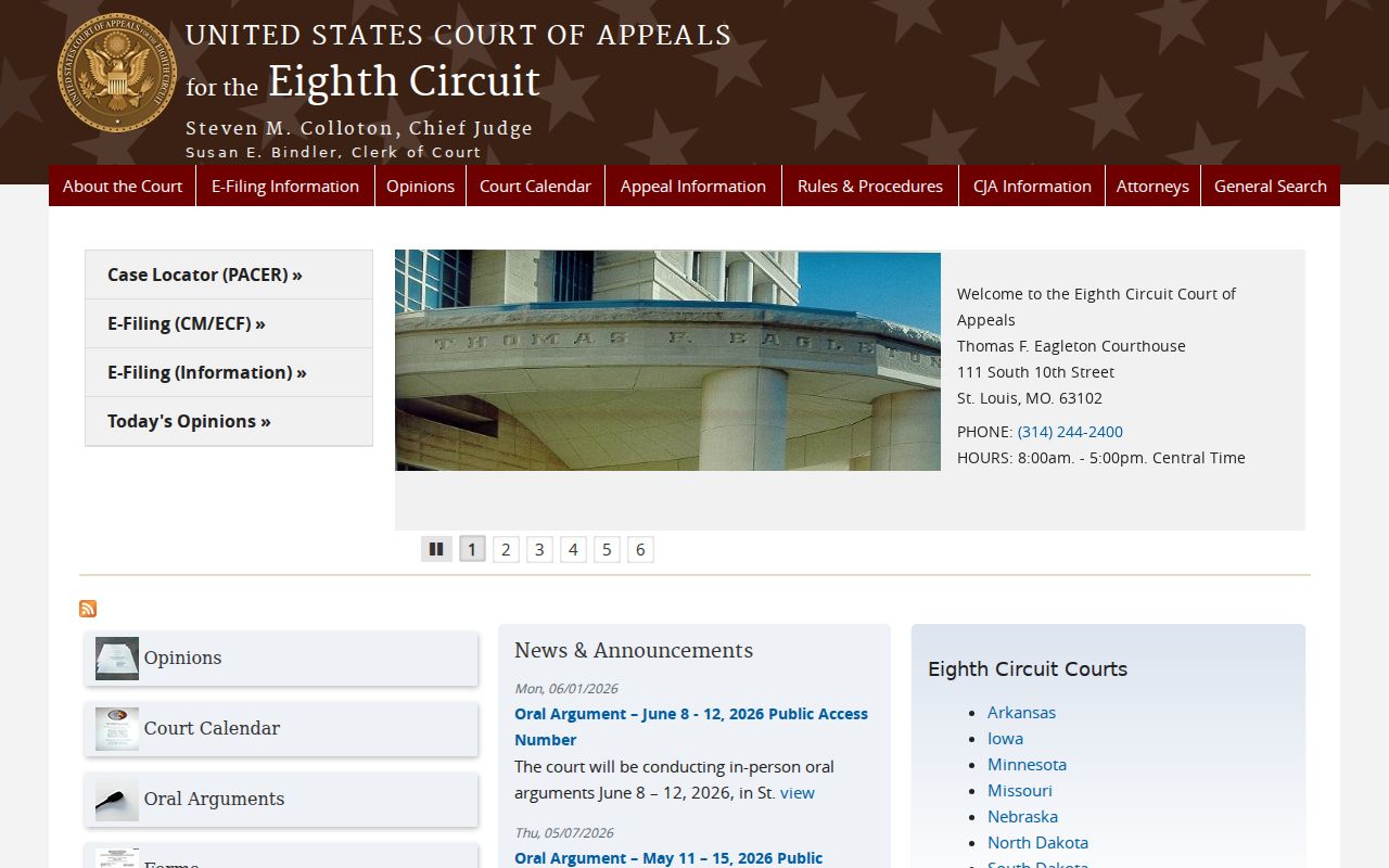Stone County court docket federal Eighth Circuit records channel