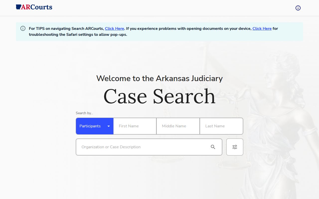 Stone County court docket Search ARCourts case search screen