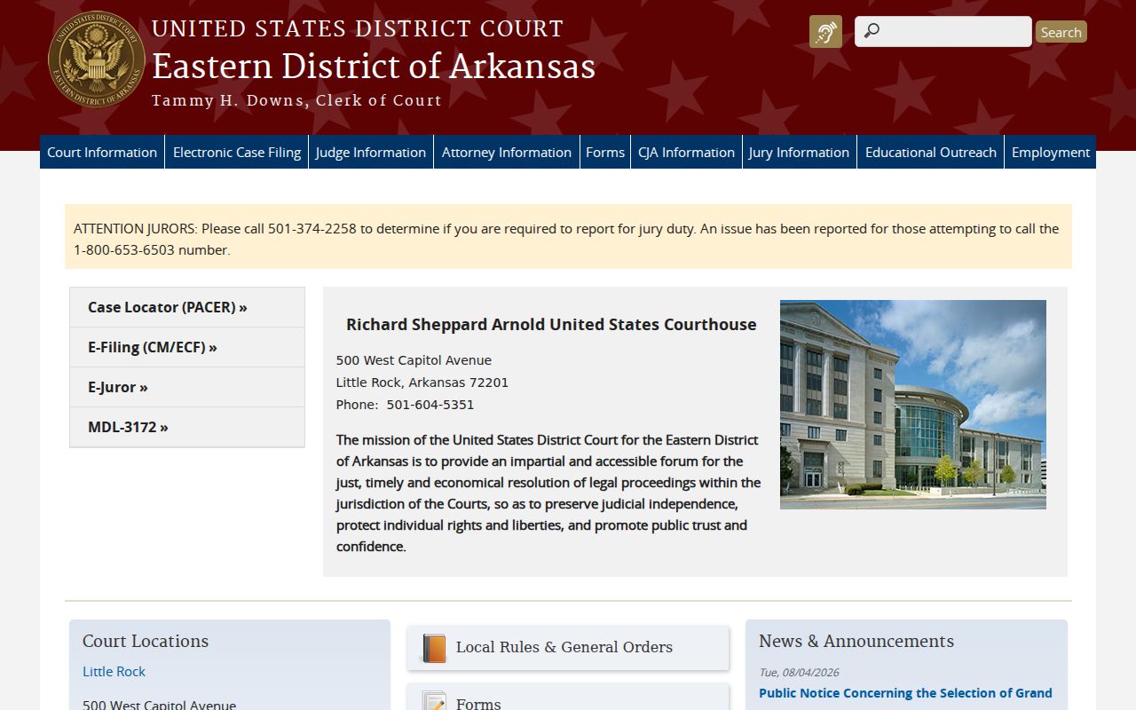 Mountain View federal court records through the Eastern District of Arkansas