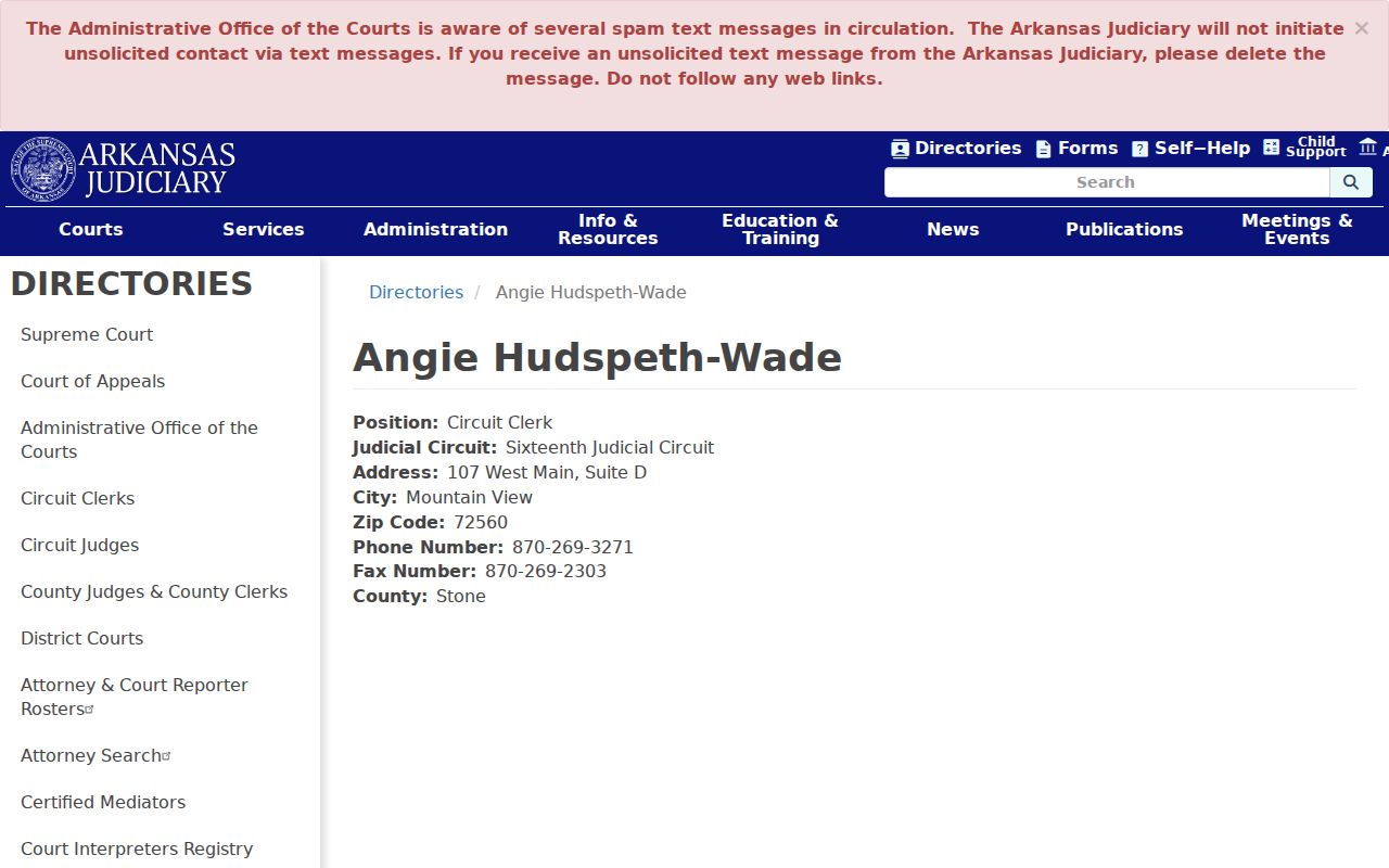 Stone County civil court docket Circuit Clerk profile